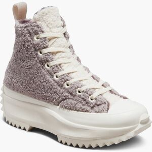 Converse Chuck Taylor Faux Shearling runner Hike Platform Sneaker shoe 9 purple